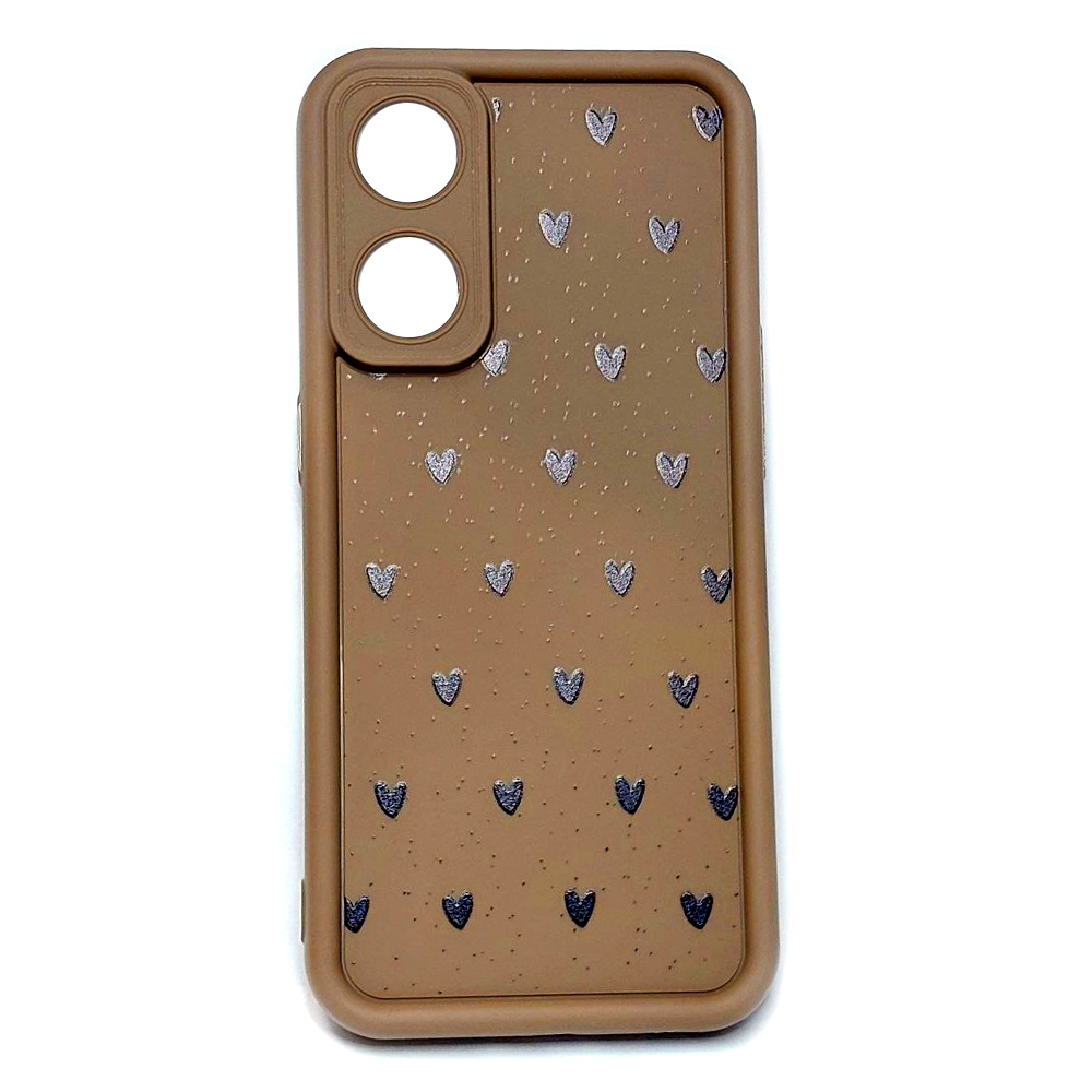 Накладка Luxury Candy Hearts для Oppo Reno  8T (Brown)-0